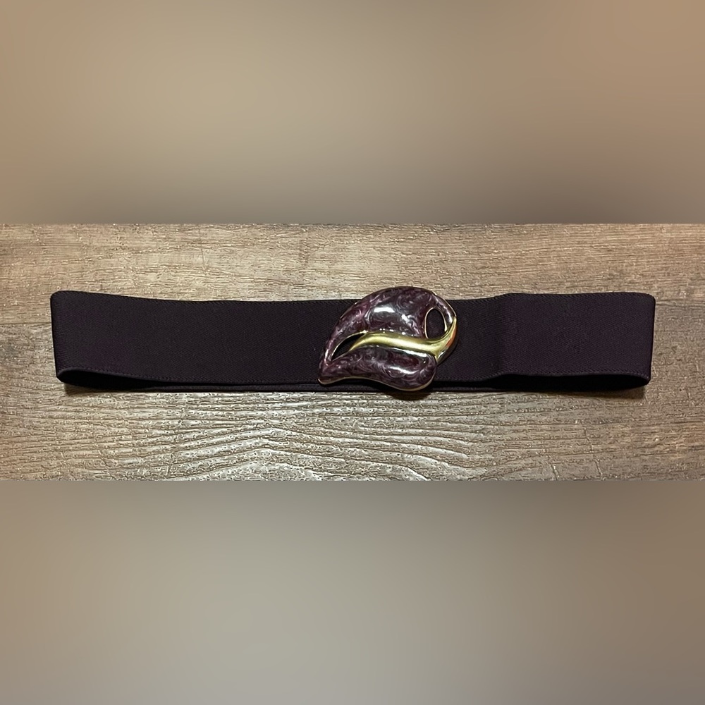 Day-lor vintage 80s plum purple stretch waist belt adjustable gold size M/L